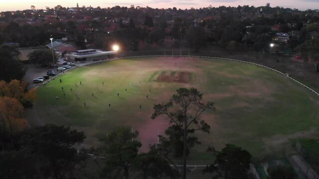 AERIAL AFL Football Training, Nighttime, Melbourne