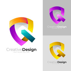 Shield logo and letter G design vector image