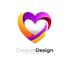 Love logo vector, abstract love care design template