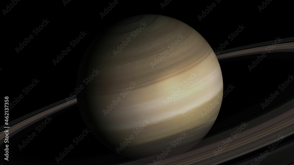 Wall mural concept 2-p1 view of the realistic planet saturn from space. high detailed 3d rendering.