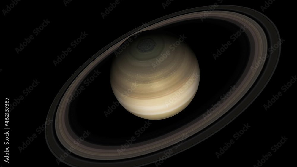 Wall mural concept 6-p1 view of the realistic planet saturn from space. high detailed 3d rendering.