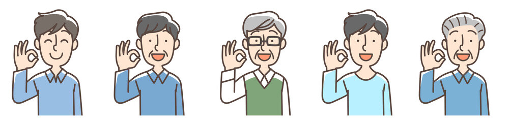ばっちりポーズの男性セット