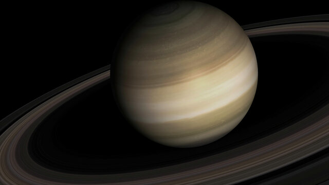 Concept 5-P1 View of the realistic planet saturn from space. High detailed 3D rendering.