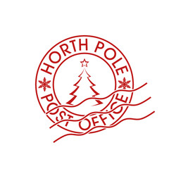 North Pole, post office sign or stamp isolated on white background