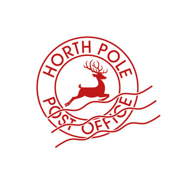 North Pole, post office sign or stamp isolated on white background