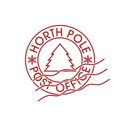 North Pole, post office sign or stamp isolated on white background - obrazy, fototapety, plakaty