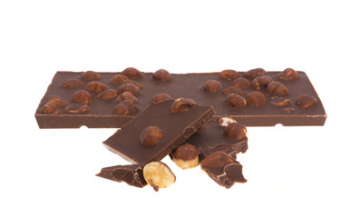 chocolate with nuts isolated