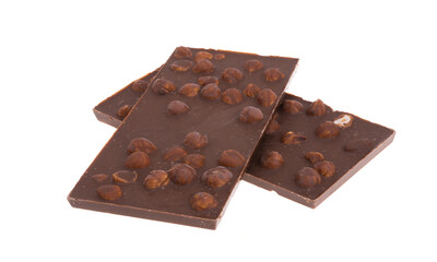 chocolate with nuts isolated