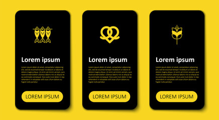 Set Wheat, Pretzel and Dried fish. Business infographic template. Vector