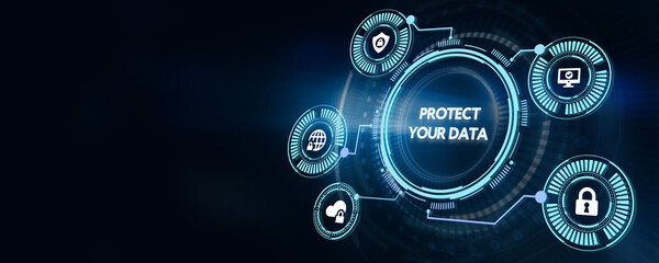 Cyber security data protection business technology privacy concept. 3d illustration. Protect your data