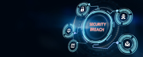 Cyber security data protection business technology privacy concept. 3d illustration.Security breach