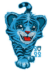 The blue water tiger is the symbol of 2022. Design for T-shirt