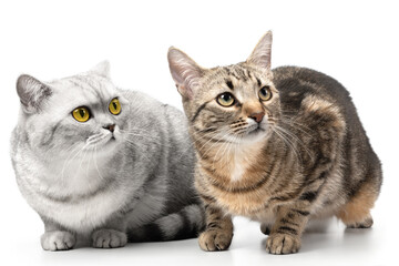 Two cats on isolated a white background