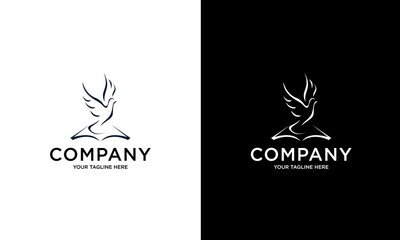 Book and Bird Logo Symbol Template Design Vector, Emblem, Design Concept, Creative Symbol, Icon