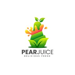 Vector Logo Illustration Pear Juice Gradient Colorful Style.