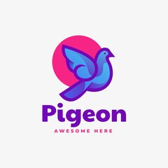 Vector Logo Illustration Pigeon Simple Mascot Style.