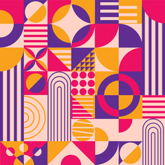 Bauhaus Pattern Of Colorful Sacred Geometric Background