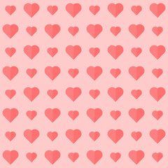 Seamless Pattern Background Decorated With Heart In Pink Color.
