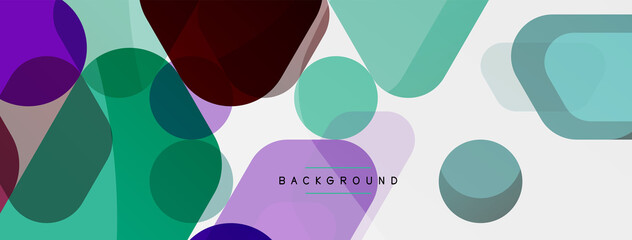 Color bubbles and rounded geometric shapes on white. Vector geometric minimal abstract background for wallpaper, banner, background, landing page