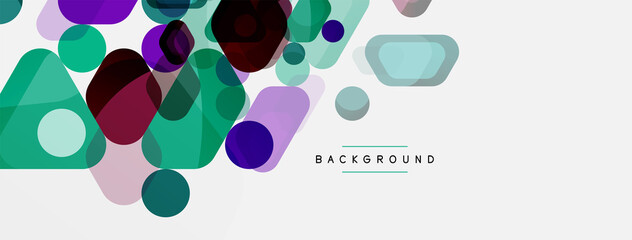 Color bubbles and rounded geometric shapes on white. Vector geometric minimal abstract background for wallpaper, banner, background, landing page