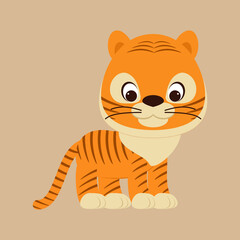 Fototapeta na wymiar vector striped tiger. flat image of a young tiger.