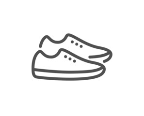 Shoes line icon. Sport footwear sign. Fashion sneakers symbol. Quality design element. Line style shoes icon. Editable stroke. Vector