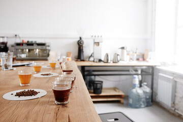 Fototapeta na wymiar Serving freshly brewed coffee on the table
