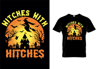 Witches With Hitches Halloween T-Shirt Design