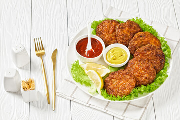 baked pork patties with browned cheese crust
