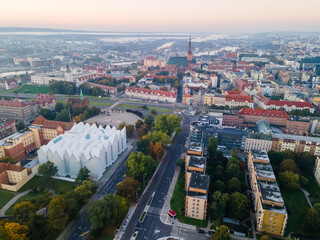Fototapeta premium Szczecin, Poland 10.10.2021 Panorama of the city with its architecture. View from the drone