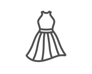 Dress line icon. Clothing gown sign. Women fashion outfit symbol. Quality design element. Line style dress icon. Editable stroke. Vector