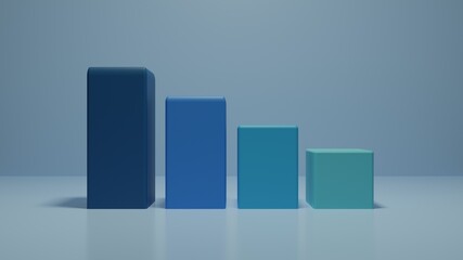 Chart Diagram Business 3D Render Image - Background 3D - 3D Illustration Business Blue