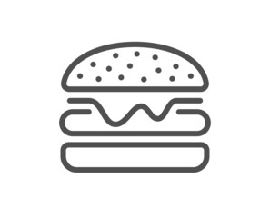 Burger line icon. Fast food sign. Hamburger sandwich symbol. Quality design element. Line style burger icon. Editable stroke. Vector