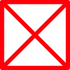 Obraz premium 余白の広い四角い禁止マークの赤色ベクターイラスト no.02