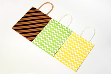 Colorful paper bag background. Paper shopping bag