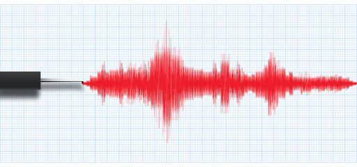 Earthquake seismograph polygraph machine vector illustration
