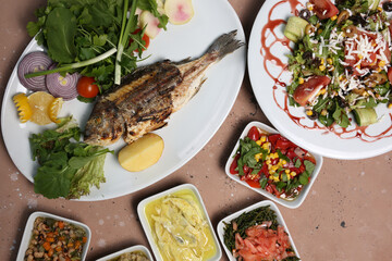 grilled fish with vegetables