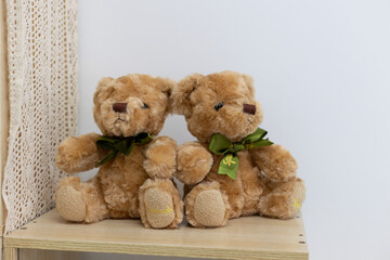 two teddy bear stting together