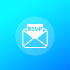 RSVP icon with envelope, vector design