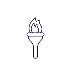 torch with flame, line icon on white