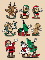 Vintage Toons Retro Cartoon Christmas Characters.