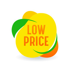 Low Price Creative Design Element, Yellow Banner or Icon, Promo Offer for Sale, Isolated Tag, Cost Reduction, Discount