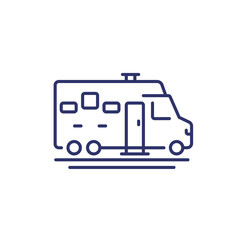 Fototapeta premium camper line icon, camping van, RV car on white