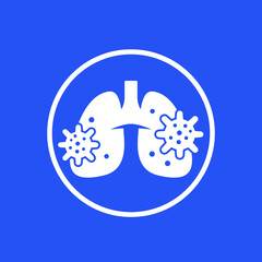 pneumonia icon with virus and lungs, vector