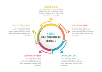 Circle diagram template with five elements, infographic template for web, business, presentations