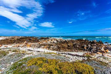 View at the Indian Ocean from the Southernmost Tip of Africa, Cape Agulhas, South Africa