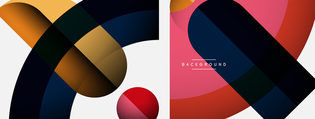 Obraz premium Trendy shapes, color minimal design composition, lines and shadows for wallpaper banner background or landing page