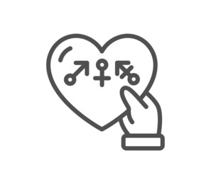 Genders line icon. Inclusion sign. Gender diversity symbol. Quality design element. Line style genders icon. Editable stroke. Vector