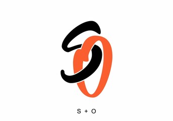 Orange black color of SO initial letter