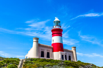 Fototapeta na wymiar Exterior of the Lighthouse of Cape Agulhas, Western Cape, South Africa, Africa